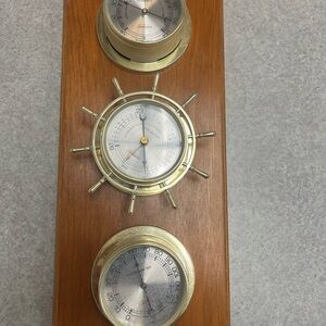 Vintage Sunbeam Nautical Wooden Weather, Temp & Barometer Wall Display 16x4x7"
